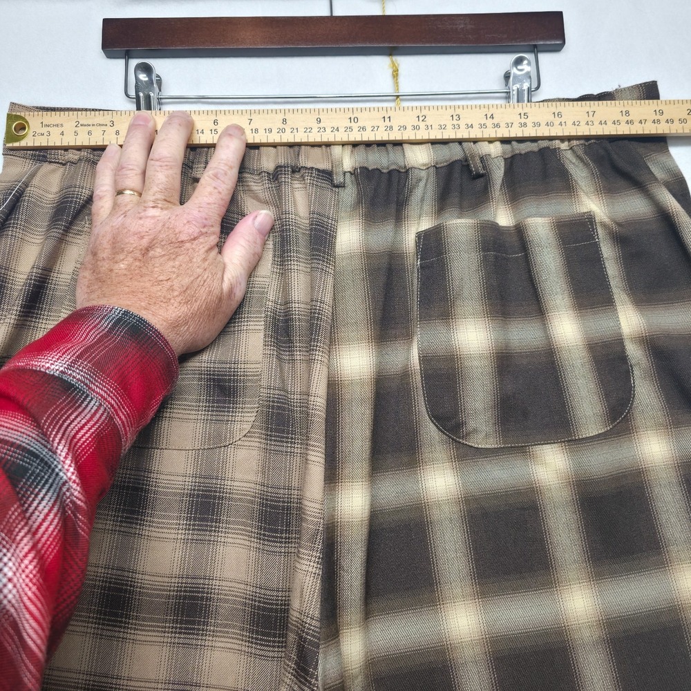 Nordstrom Women's Brown Ombre Plaid Mix High Waist Wide Leg Pants Size 2X NWT - Picture 7 of 9